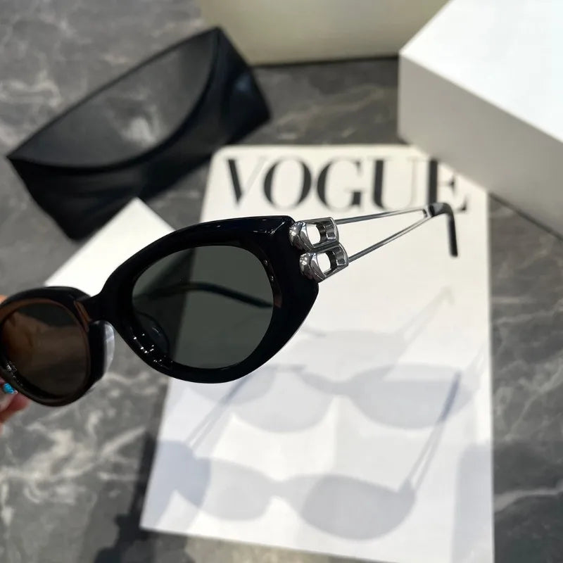 Fashionable Korean Style Cat Eye Sunglasses Unisex Square Frame UV Protection Sun Glasses Elegant Classic Retro