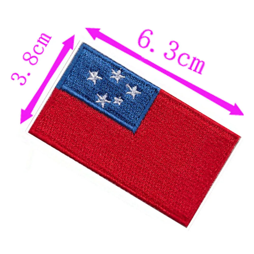Samoa Country Flag Embroidery Patch 6.3cm Wide High Quality Iron On Sew On Backing/Hand Craft/Applique/Hot Cut