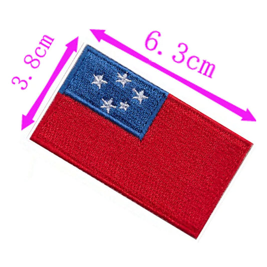 Samoa Country Flag Embroidery Patch 6.3cm Wide High Quality Iron On Sew On Backing/Hand Craft/Applique/Hot Cut