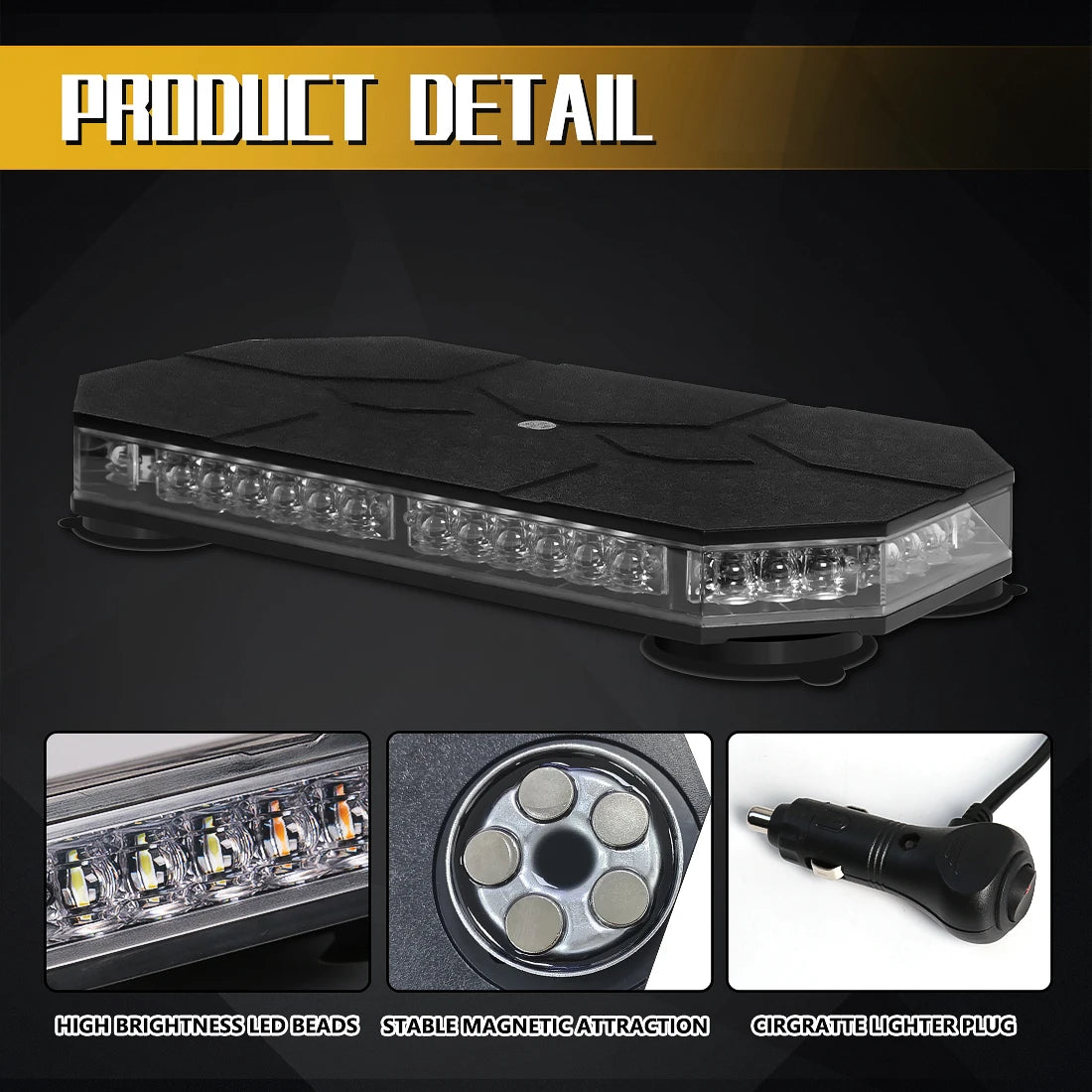 12V 24V Car Roof Top Strobe Lights Emergency Warning 42 LED Safety Magnetic Mount Smart Controller For Truck Ambulance Snow Plow