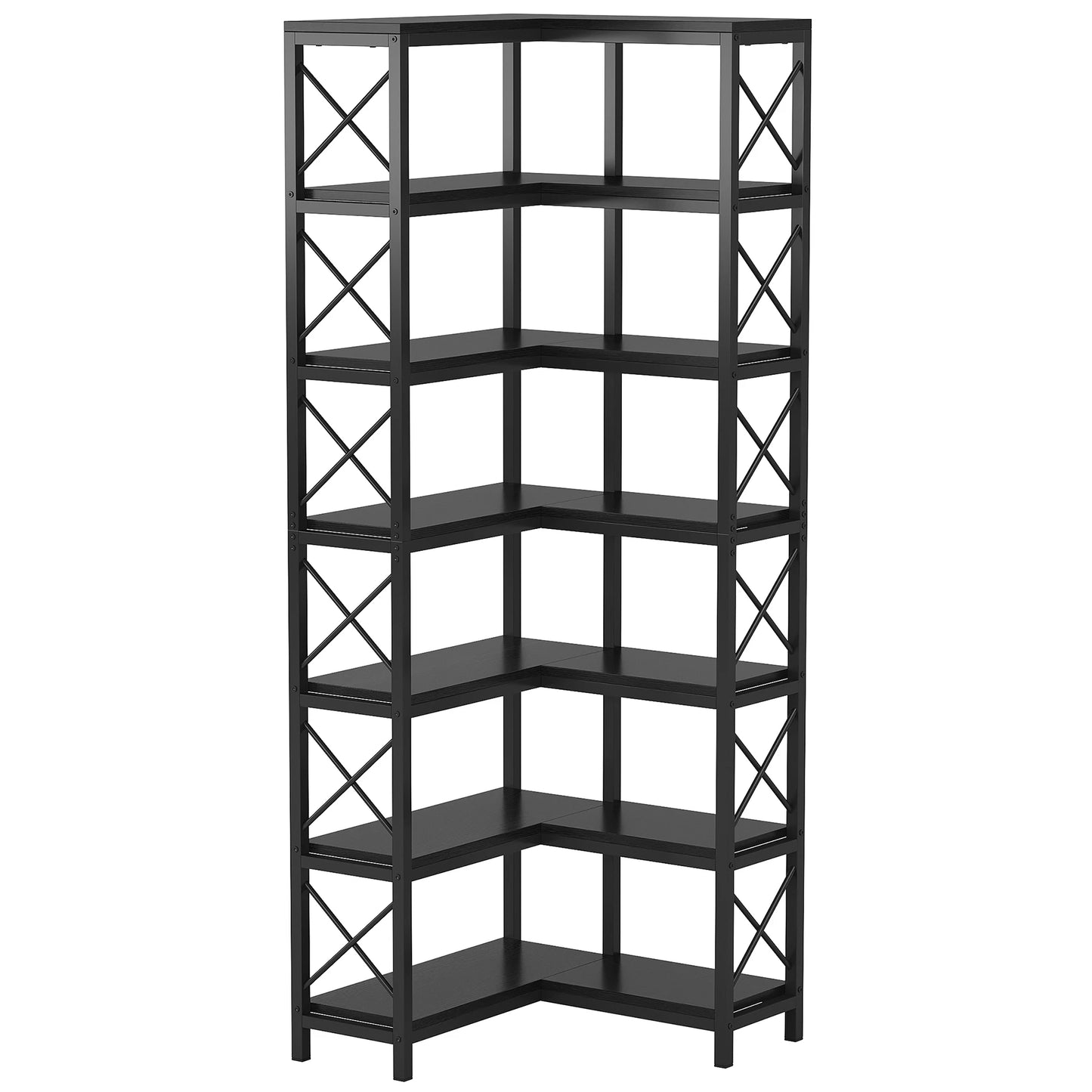 Tribesigns 7-Shelf Corner Bookshelf, Modern Corner Bookcase, 7-Tier Tall Shelf