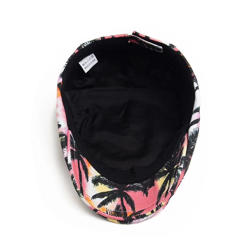 Vacation Style Men Women Beret Summer Fashion Print Cotton Soft Top Beach Visor Hat Casual Painter Berets Unisex Adjustable