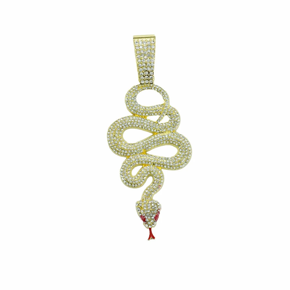 New Hip Hop Cobra Snake Necklaces with 15mm Cuban Chain Snake Animal Rapper Pendant Necklaces For Men Women Gothic Charm Jewelry