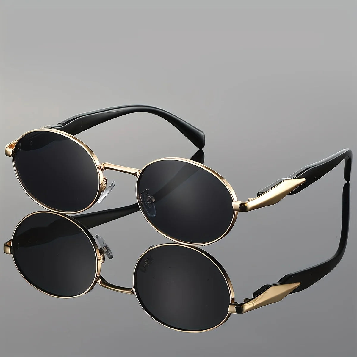 Vintage Sunglasses for Women, UV400 Metal Oval Frame Retro Shades