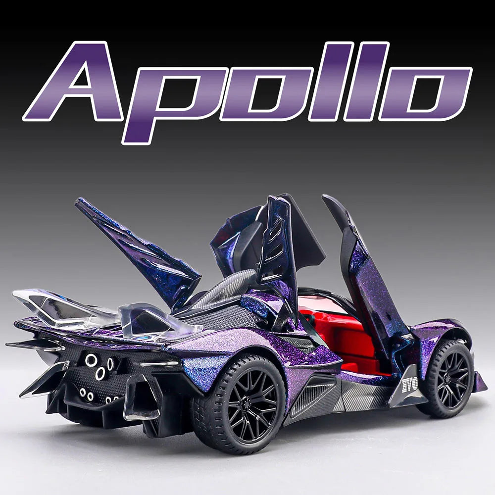 1:32 Apollo EVO IE Model Toys Diecast Alloy Car Sound Light Rear Wheel Return Force Doors Opened Miniature Supercar Fashion Gift