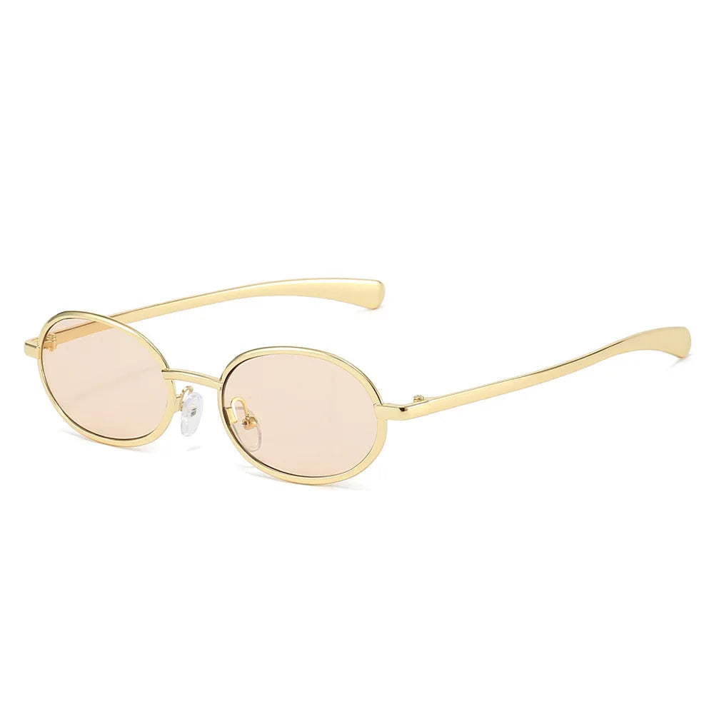 JNPCXI New Retro Small Oval Metal Sunglasses Women Silver Shades UV400 Fashion Gradient Men Punk Sun Glasses