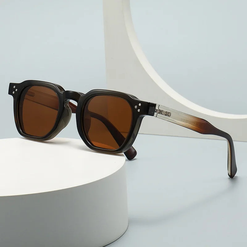 JNPCXI New Polarized Vintage Rivets Polygon Square Women Sunglasses Fashion Men Shades UV400