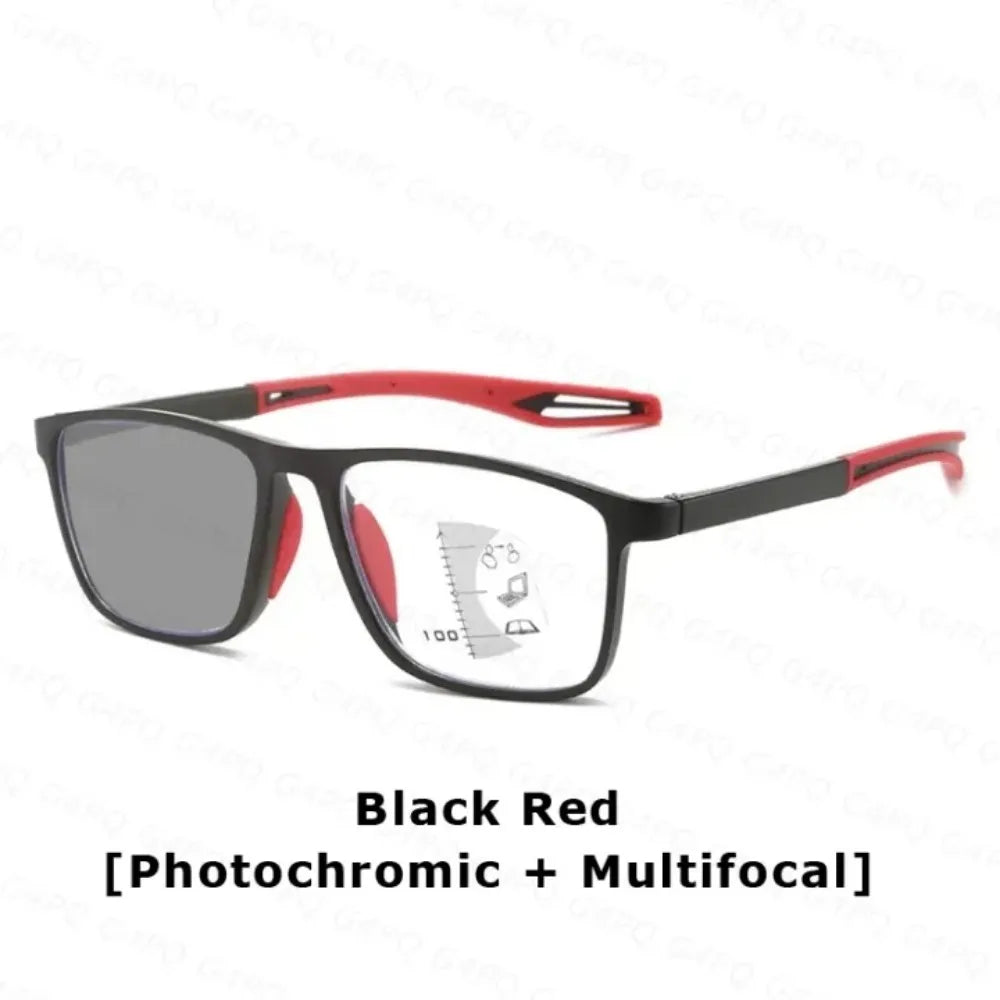 3in1 Photochromic Multifocal Reading Glasses Progressive Look Far And Near Eyeglasses Men Sport TR90 Frame Anti Blue Light Grade