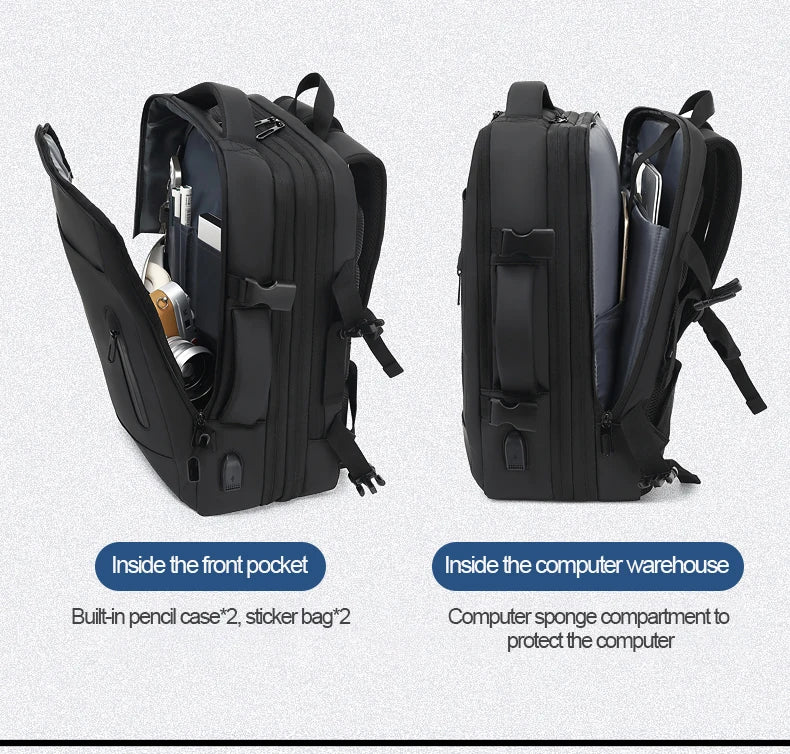 SWISS MILITARY Laptop Backpack Men 15.6 Inch Multi Pocket Expandable Backpack Waterproof USB School Backpack Business Travel Bag