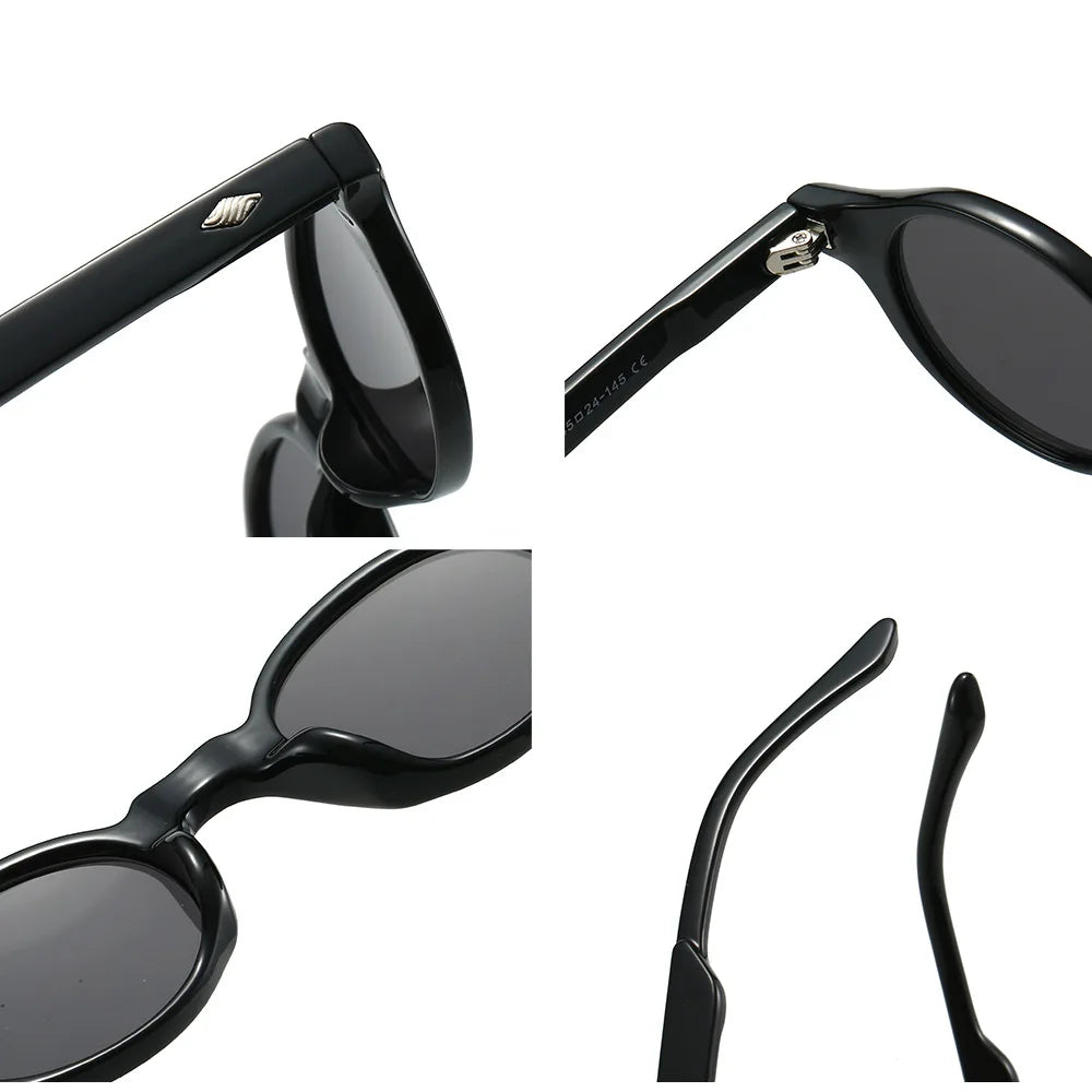JNPCXI New Fashion Small Oval Women Sunglasses Retro Rivets Men Gray Green Shades UV400 Sun Glasses Trending Punk Sun Glasses