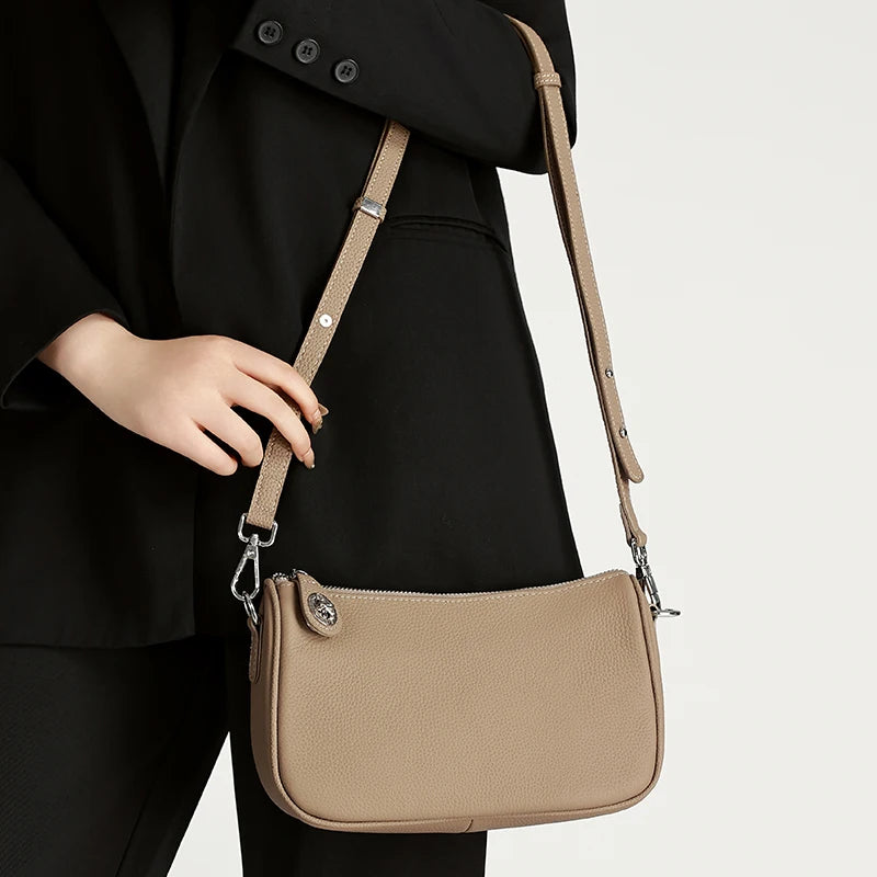 New Women's Fashion Genuine Leather Crossbody Bag Lightweight Shoulder Bag Daily Messenger Bag For Ladies Casual Commuter Gift