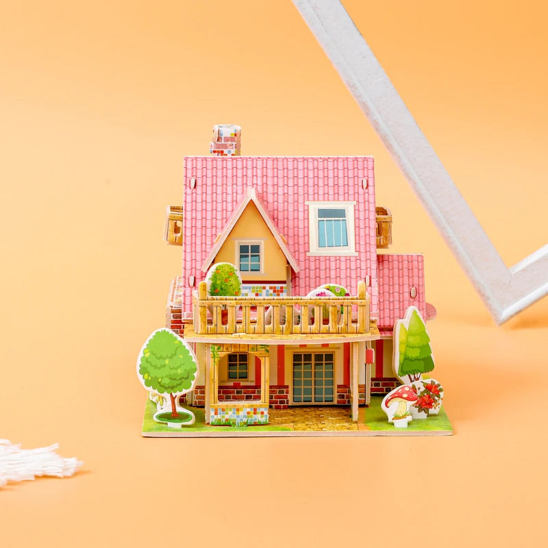 3D Puzzle Handmade DIY House Model Puzzle Children Boys and Girls Toys Paper Jigsaw Puzzle  Baby Toys Christmas Gift