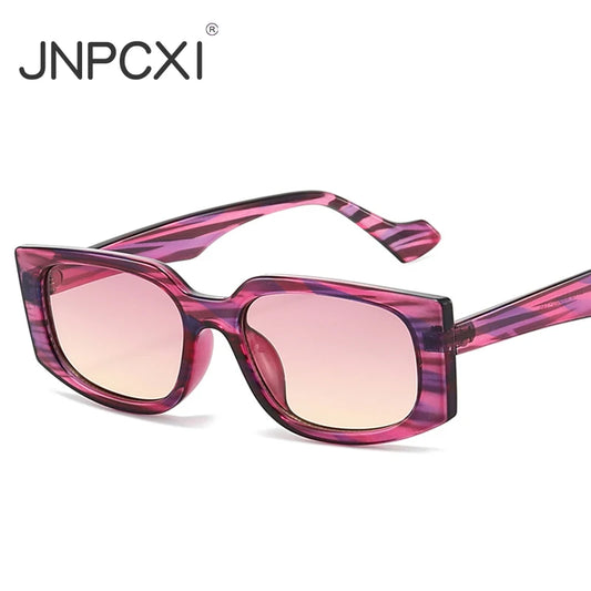 JNPCXI New Rectangle Sunglasses Women Fashion Stripe Gradient Men Sun Glasses Shades UV400