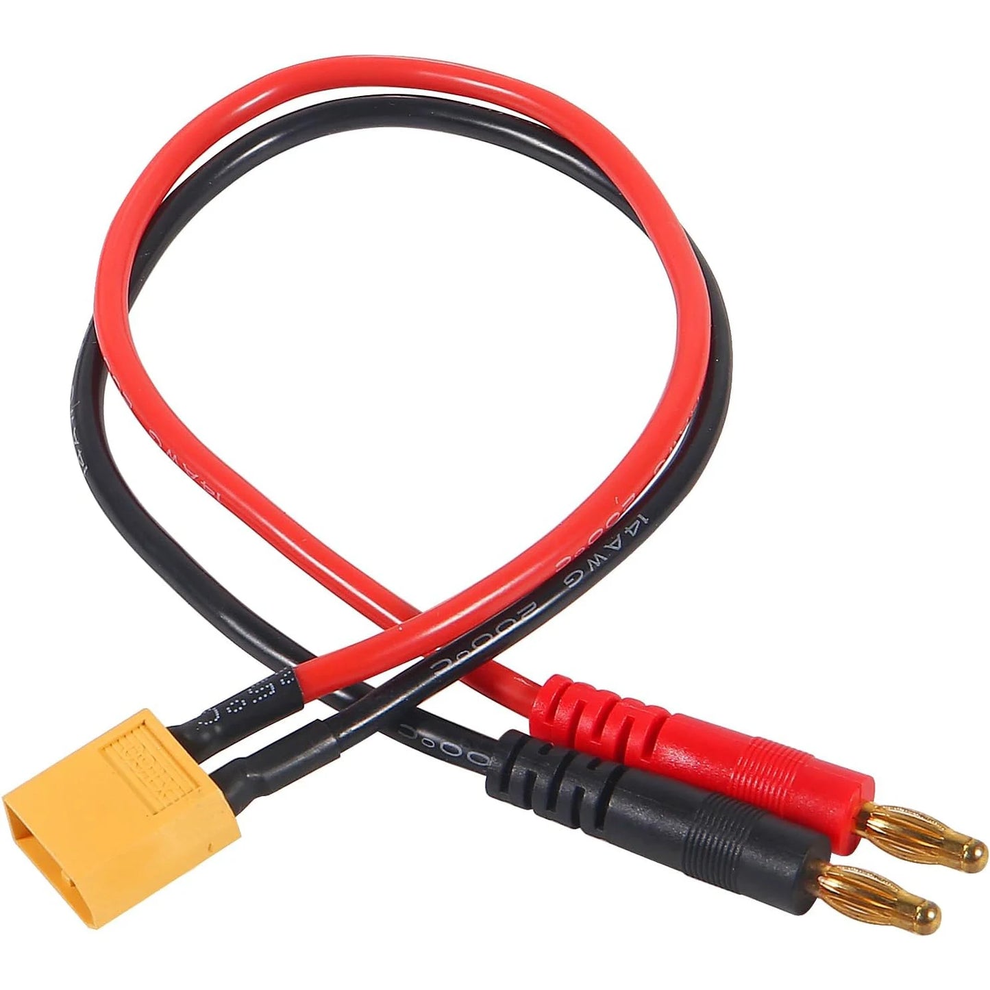 XT60 Charging Cable,Connector Plug to 4mm Banana Connector Adapter Charger 14AWG 30CM Cable Connector,RC Battery Charge