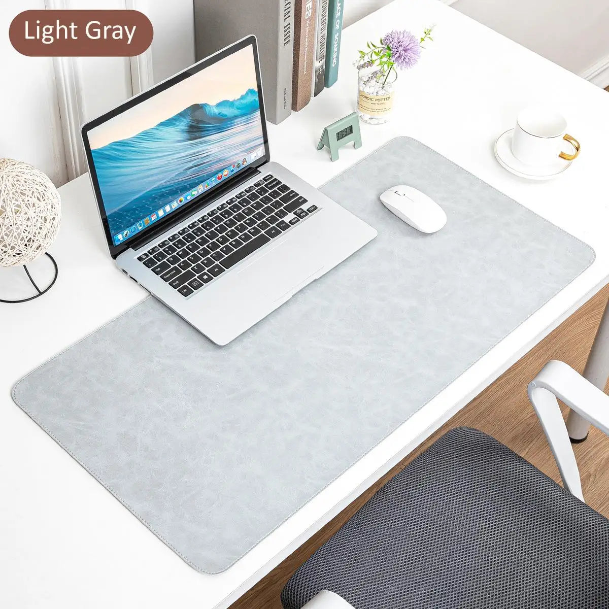 Imitation Crazy Horse Leather Large Gaming Mouse Pad, Desk Mat Protector Stitched Edge, XL Extended Desk Pad for Office Home