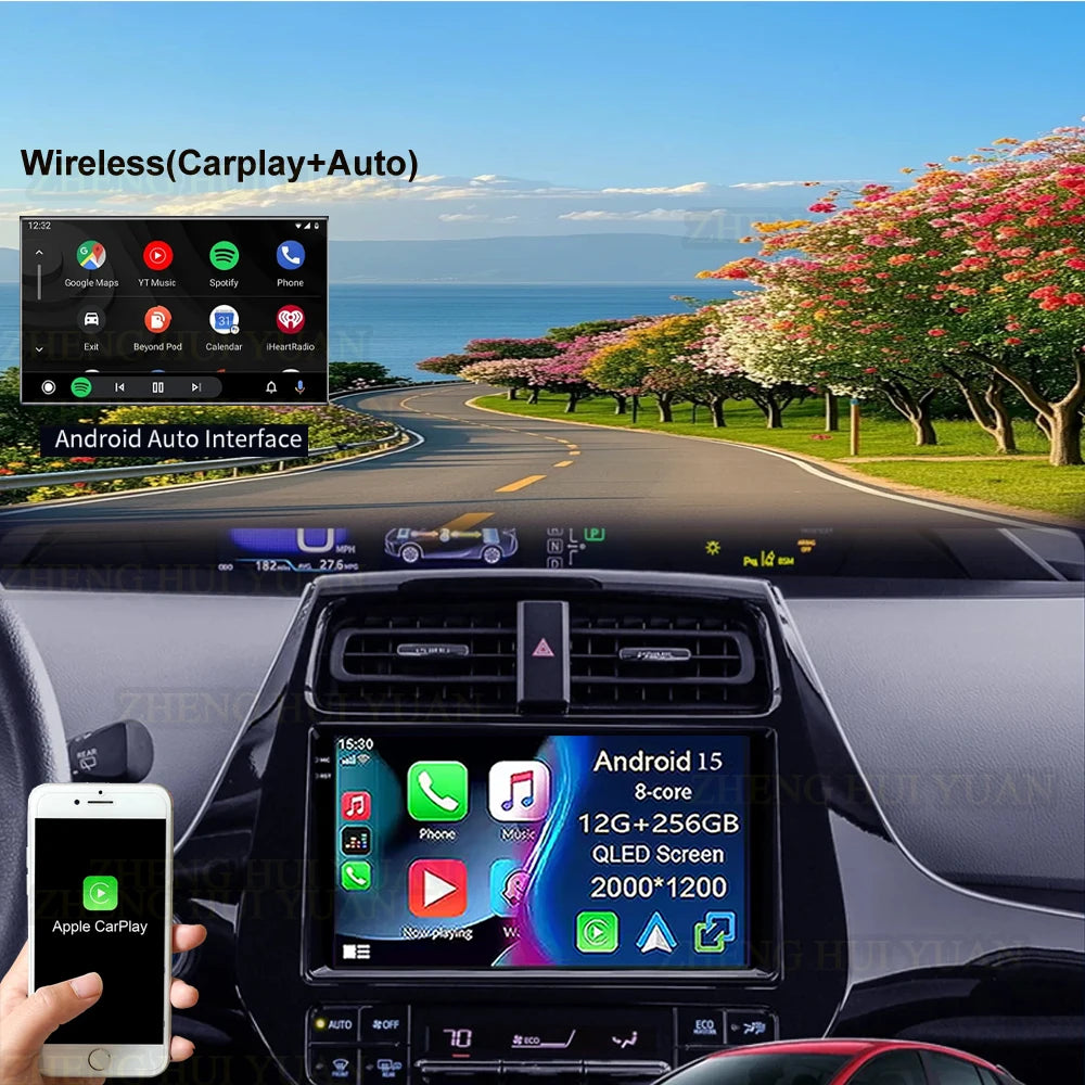 Android 15 Car Radio For Toyota Prius XW50 2015 - 2020 AI Voice Wireless Carplay Multimedia Video Player Navigation GPS Stereo