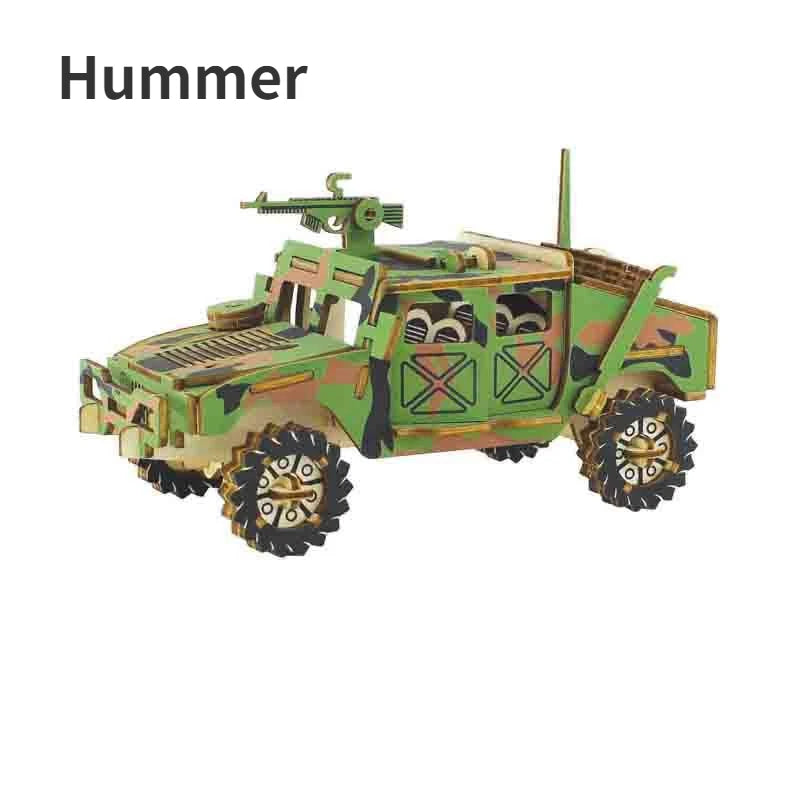 3D Wooden Puzzle Vehicle Series Building Model Handmade Bus Truck Motorcycle Wooden Themed DIY Educational SimulationToys