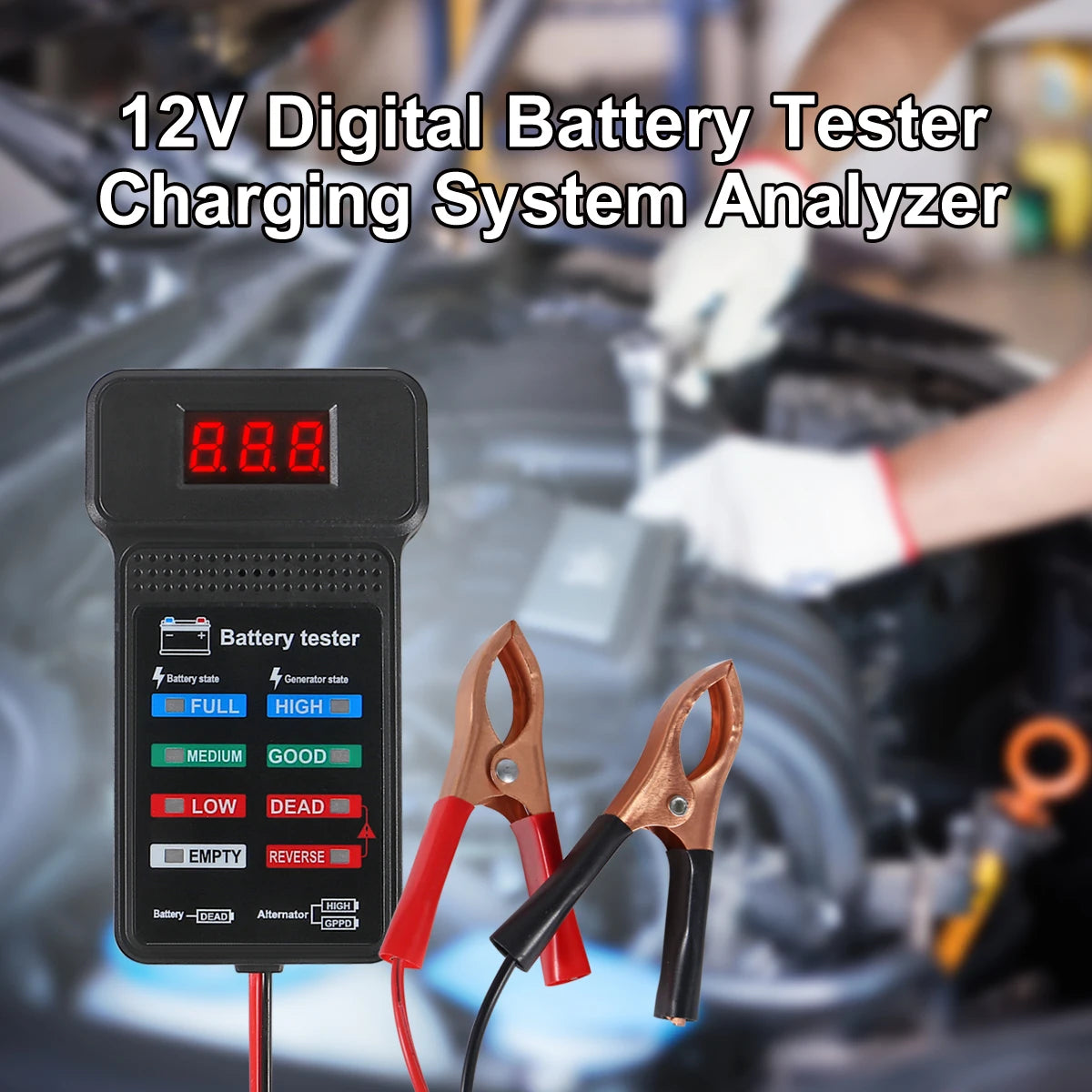 BT 171 Automotive Alternator Tester, LED Reverse Display, Multiple Protection, Display Battery Status, 12V for Automotive Repair
