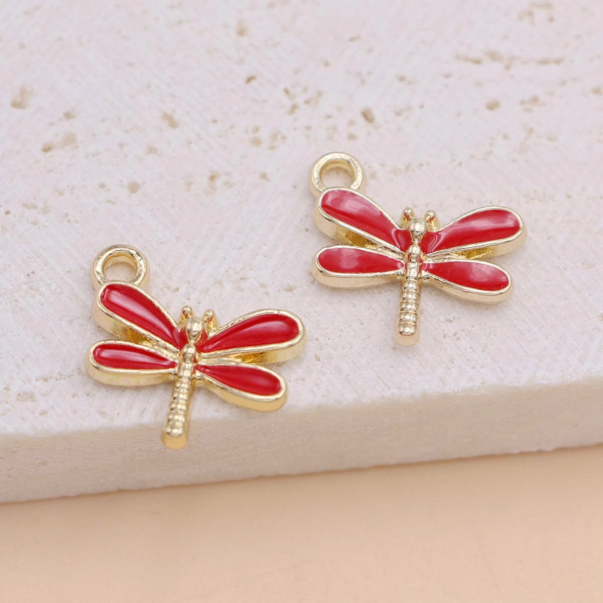 10Pcs Gold Plated Enamel Dragonfly Charms Pendant for Jewelry Making Earrings Bracelet Necklace Accessories DIY Craft Findings