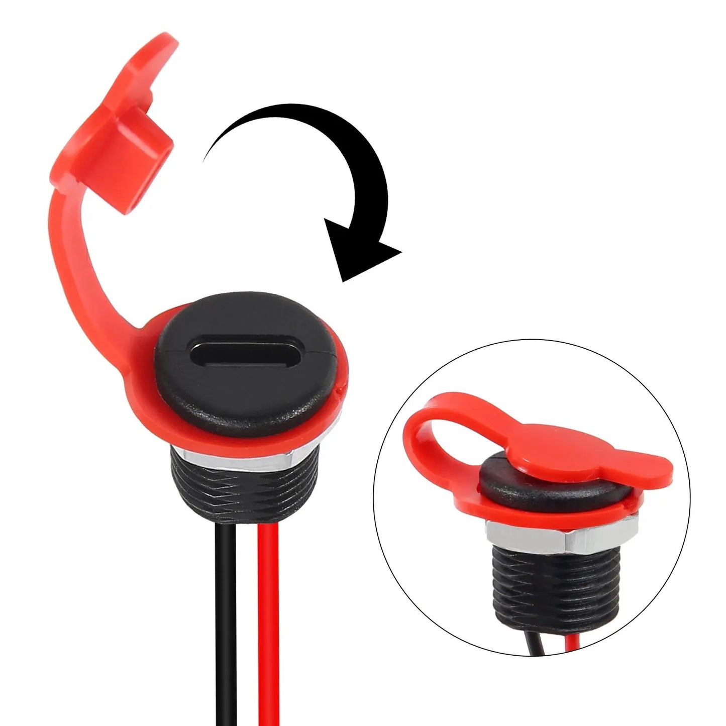 5pcs Type-C Female 2Pin USB Connector Type-C Waterproof with Female Socket Fast Charging Jack Charging Port USB-C Charger Plug