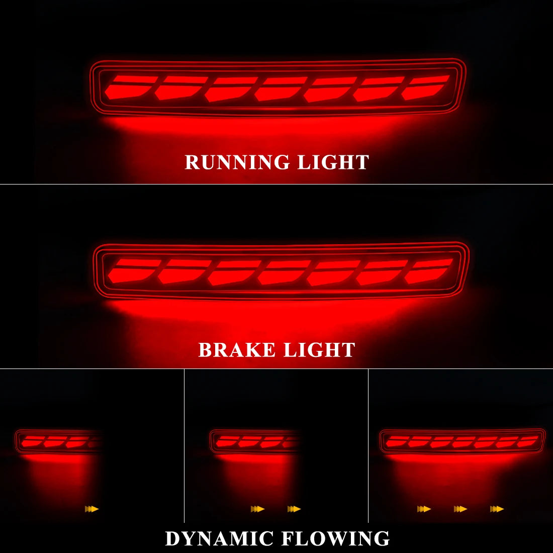 For Toyota Prius V 2012 2013 2014 2015 2016 2017 For Scion tC LED Rear Bumper Reflector Lights Driving Brake Dynamic Turn Signal
