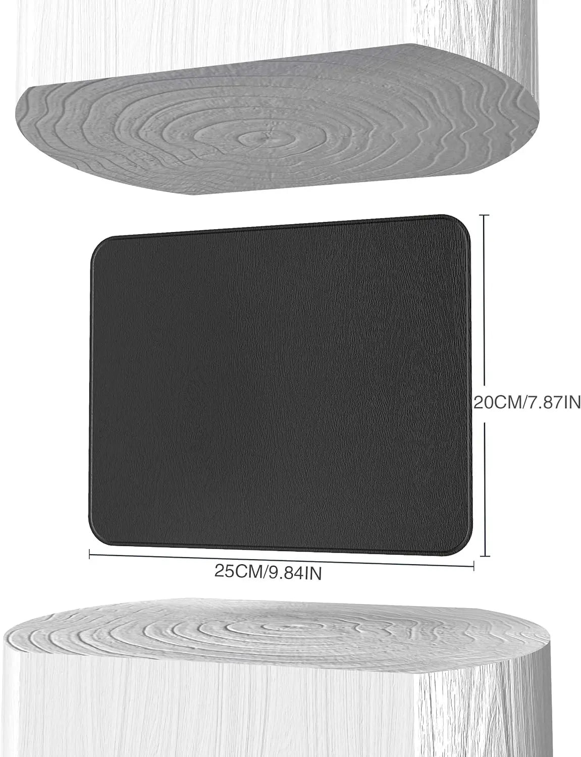 Hard Mouse Pad, Ultra Thin Wood-Textured PU Leather Mouse Mat, Non-Slip Rubber Base Mousepad for Office/Home/Gaming