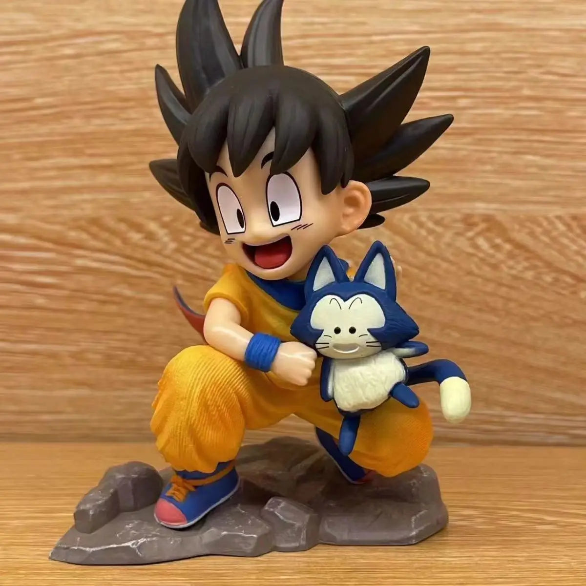Dragon Ball 15cm Childhood Little Goku Hugs Puer Ya Mu Tea Little Anime Figure