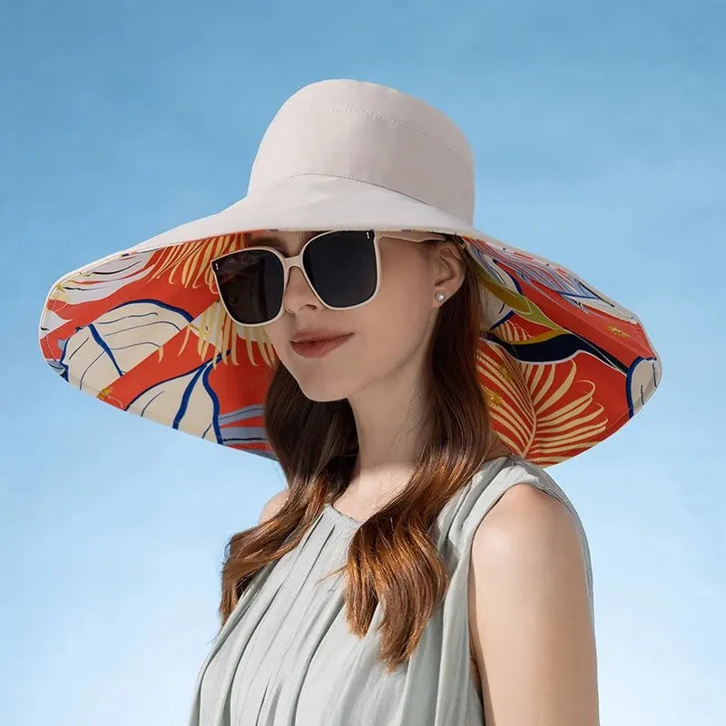 Xinbaoguan 100%polyester8240Cross-border New WOMEN'S Double-sided Enlarged Brim Fisherman Hat Summer Sun Hat Fashionable Sun Hat