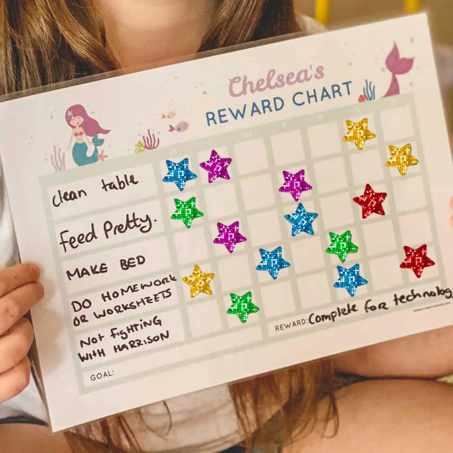 6 sheets Sparkling Holographic Small Star Stickers, Colorful & Shiny, for Classroom Rewards & Behavior Charts