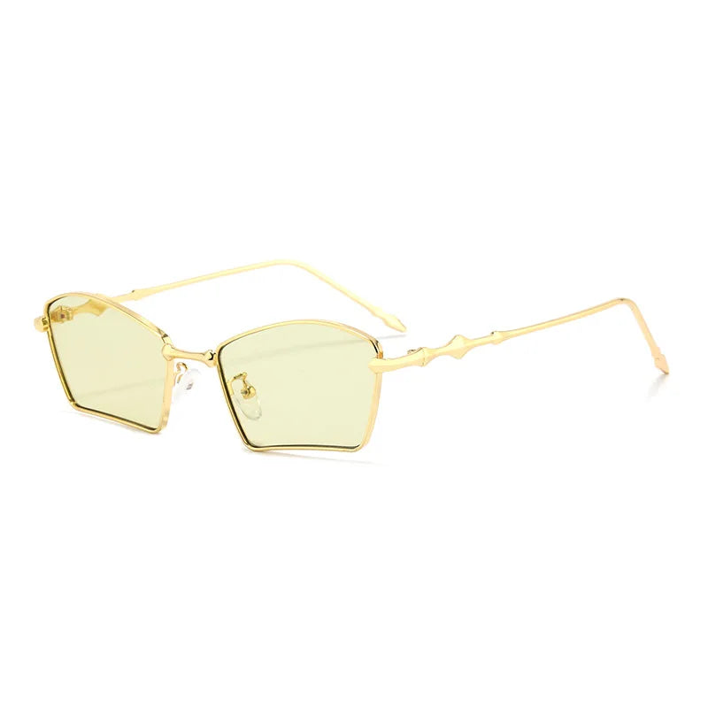 JNPCXI New Polygon Rectangle Women Sunglasses Fashion Gold Tea Gradient Shades UV400 Men Blue Tea Punk Sun Glasses