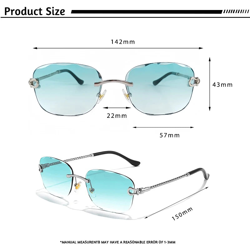 CATERSIDE Retro Sunglasses Men Brand Designer Rimless Gradient Lens Women Sun Glasses Shades Ladies Fashion Party Eyeglasses