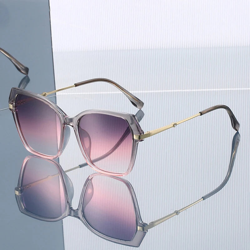 JNPCXI New Polygon Square Double Color Sunglasses Women Fashion Gradient Shades Men Eyeglass Frame
