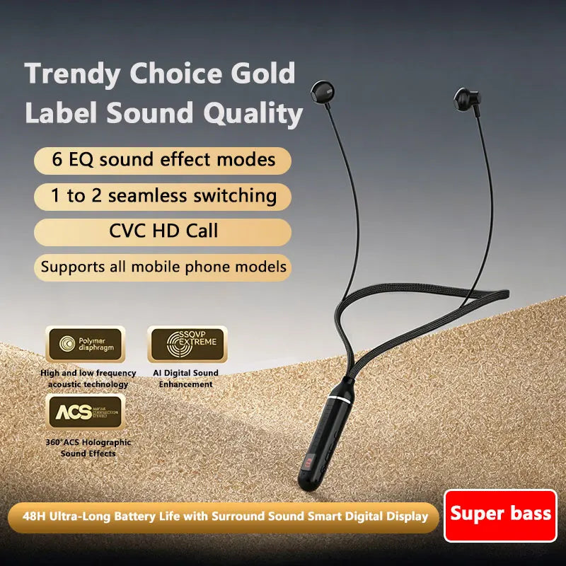Bluetooth Headphones Neck-mounted Bluetooth 5.4 Low-latency For Gaming And Music Dual-mode Card Slot TF Card Headphones 2026
