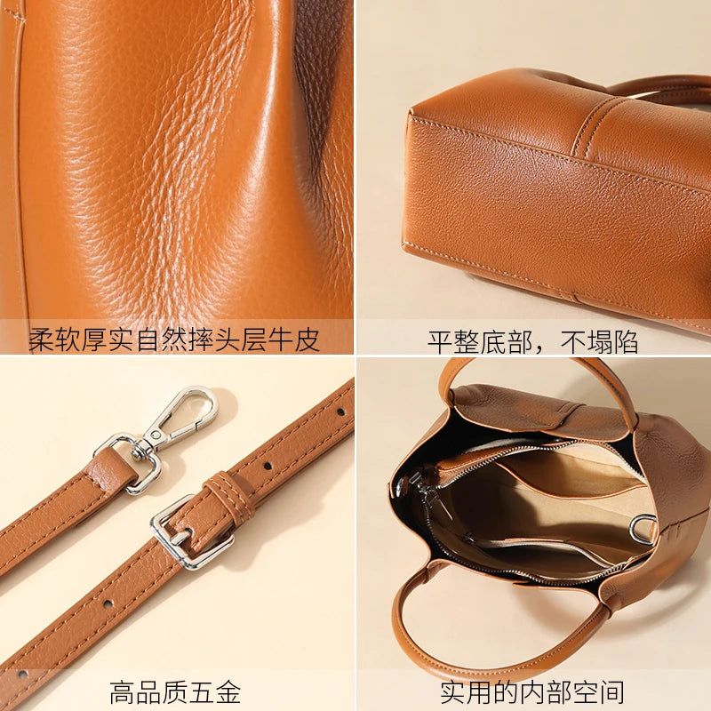 Winter New High-quality Cowhide Niche Design Crossbody Handbag Versatile Fashion Light Luxury Shoulder Bag Commuting Women's Bag