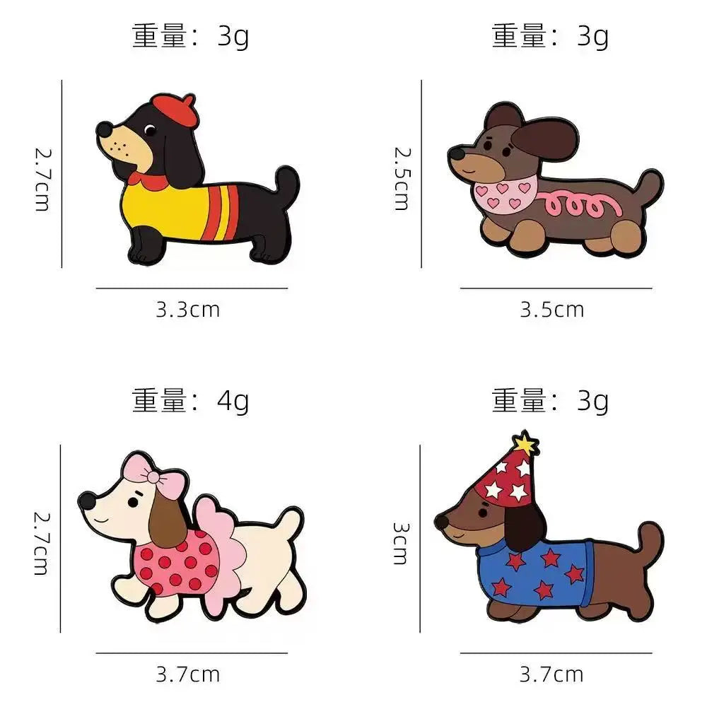 4pcs Cute Dachshund Cartoon Enamel Pin - Lapel Brooch Badge for Backpack/Clothing Animal Themed Jewelry Gift for Dog Lovers