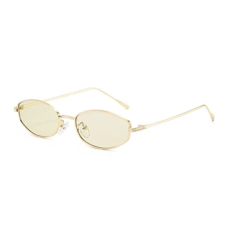 JNPCXI Fashion Small Cat Eye Metal Sunglasses Men Women Outdoor Sun Glasses Vintage Triangle Irregular Design Punk Eyeglasses