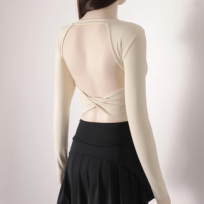 Selling New Long Sleeve Women Yoga Tops Fashionable breathable Backless Sports Gym Clothes
