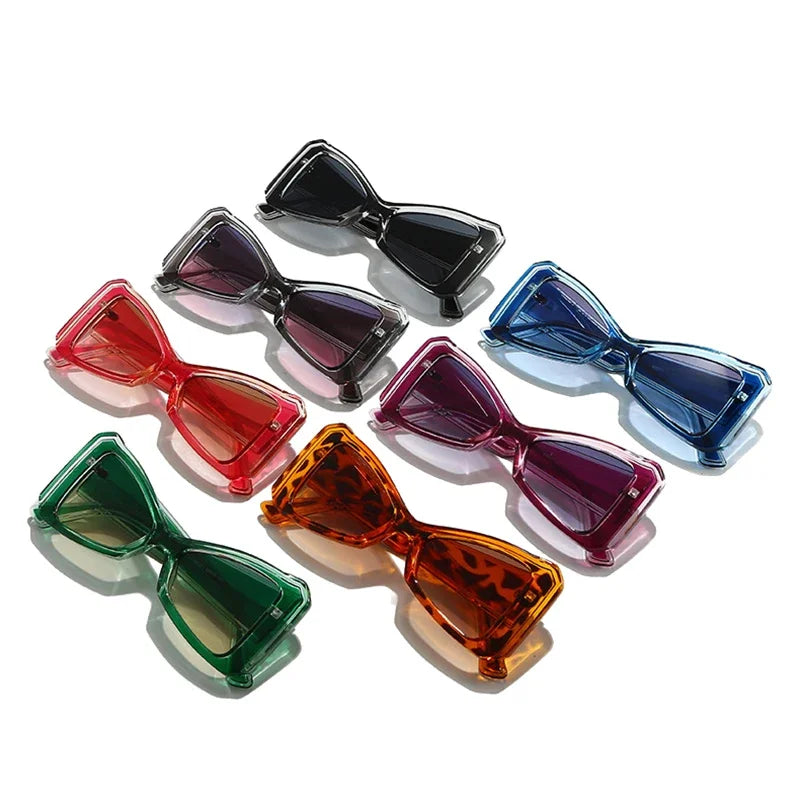 JNPCXI New Retro Cat Eye Candy Color Sunglasses Women Fashion Purple Red Gradient Shades UV400 Men Sun Glasses