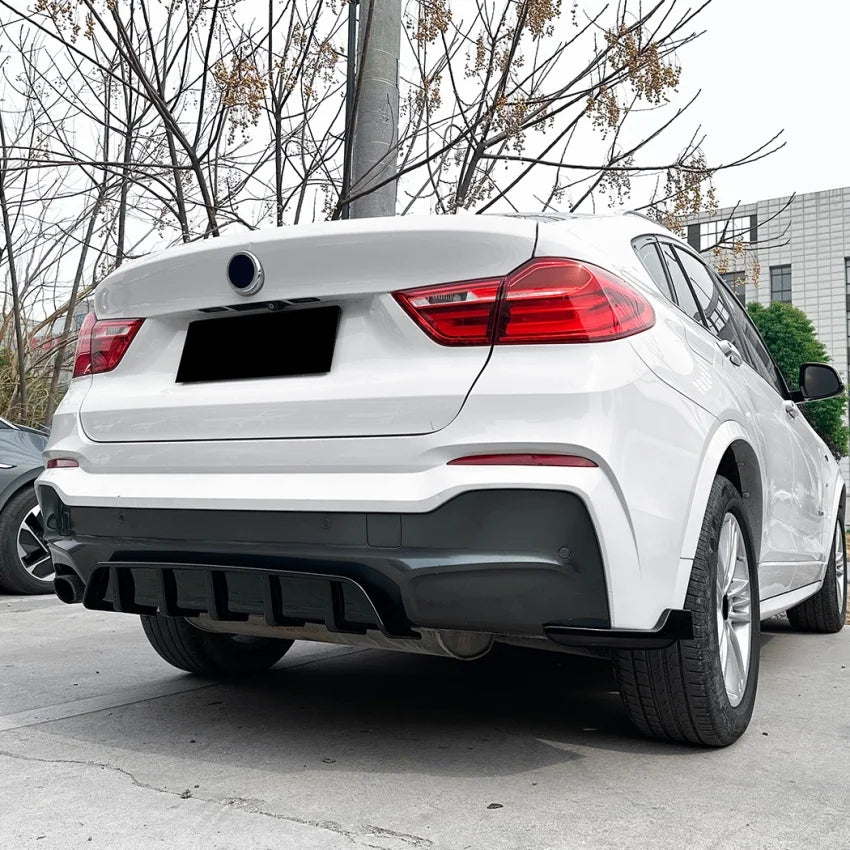 Car Rear Bumper Lip Diffuser For BMW X4 F26 2014-2018 M Sport Blade Spoiler Splitter Auto Accessories Body Kits Tuning Black