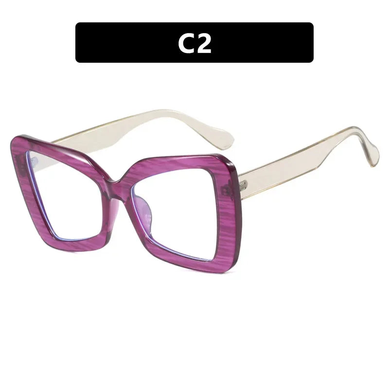 JNPCXI New Fashion Oversized Frame Gradient Women Irregular Anti Blue Light Glasses Fashion Women's Flat Light Glasses