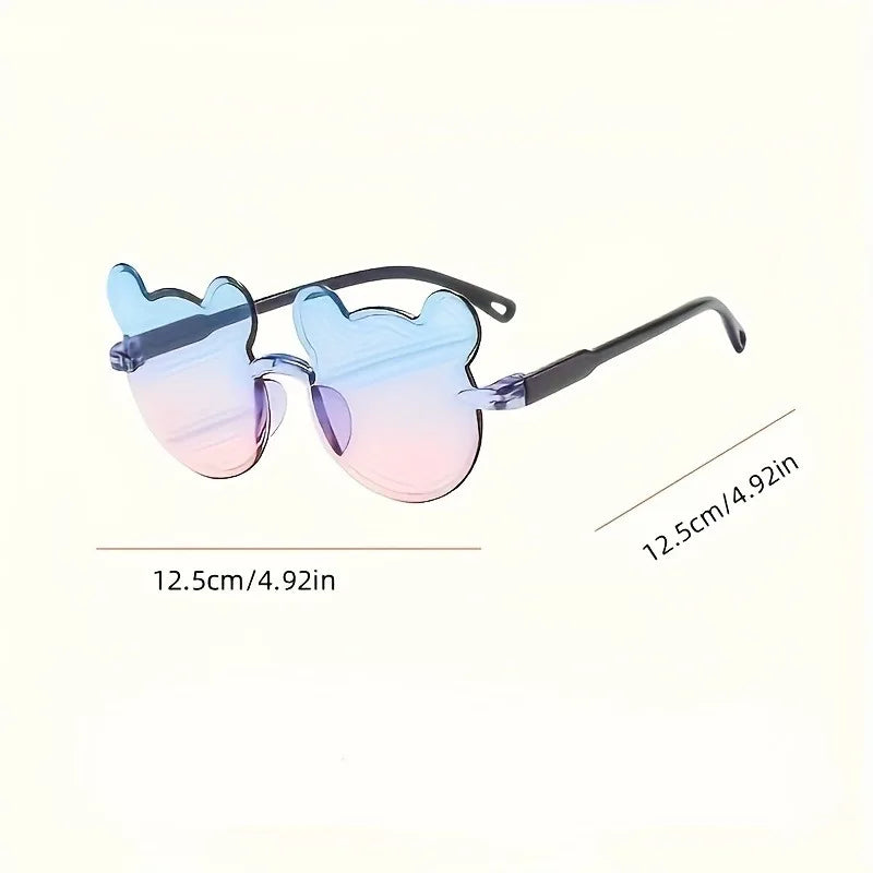 4pcs Cute Round Frame And Bear Ear Shaped Fashion Glasses Perfect for Parties And Birthday And Holiday Gifts