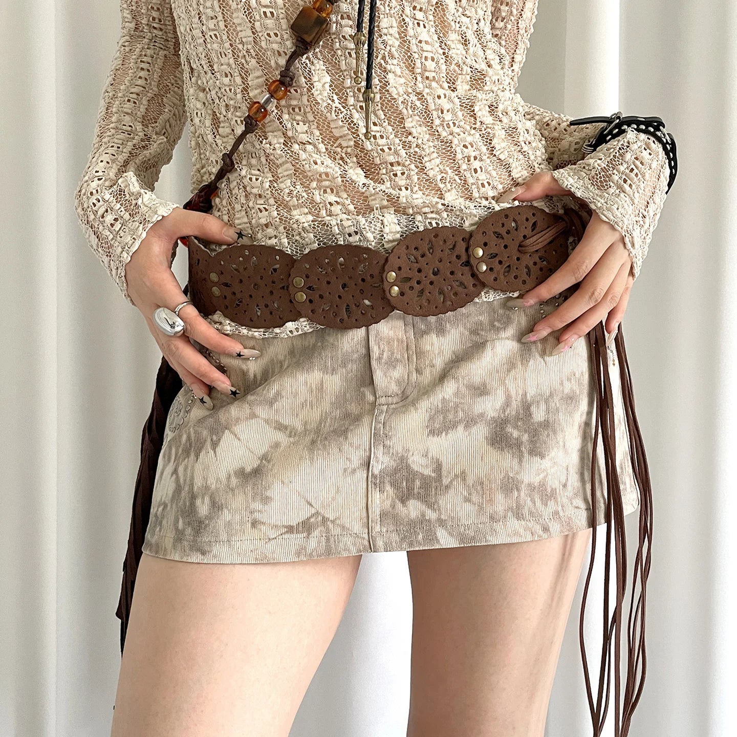 Retro Ethnic Brown Wide Belt For Women Bohemian Waistcoat With Skirt And Jeans Straps