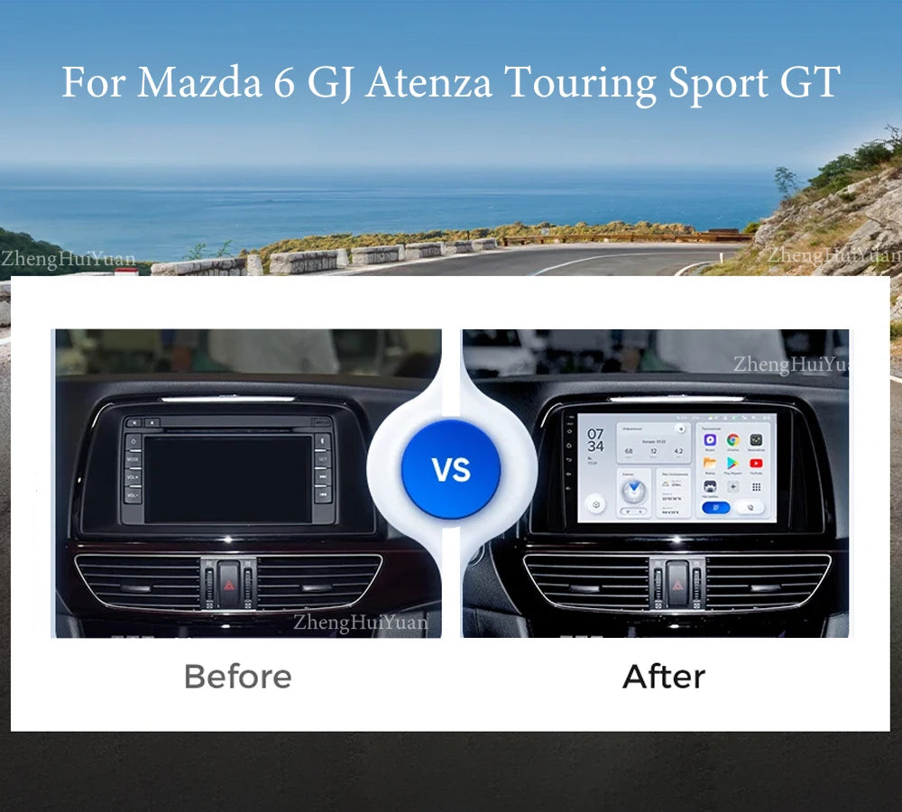 Android 15 For Mazda 6 GJ Atenza Touring Sport GT Carplay Auto Car Radio Multimedia Video Player Navigation GPS No 2Din 2 Din 4G