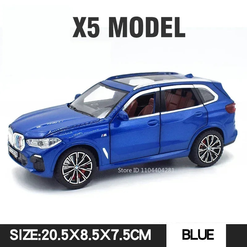 1:24 XM X5 Alloy Sports Car Miniature Model Toy Diecasts Metal Sound and Light Pull Back Collection Vehicles for Childrens Gifts