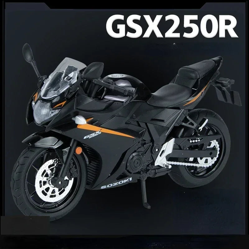 1:12 SUZUKI GSX-250SR GSX-R1000R Alloy Motorcycle Alloy Diecasts Model Racing Toys Sound Light Rubber Tires Motorbike Kids Gifts