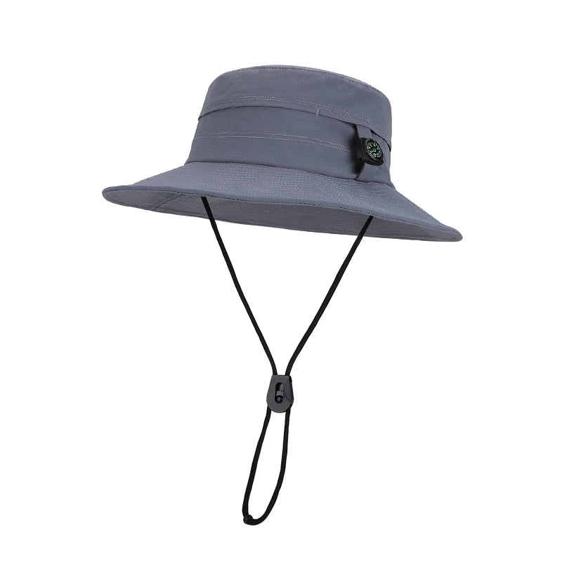 6143-New spring and summer women's outdoor fisherman hats,men's fishing and mountain climbingcompasshats,quick-dryingwide-brimme