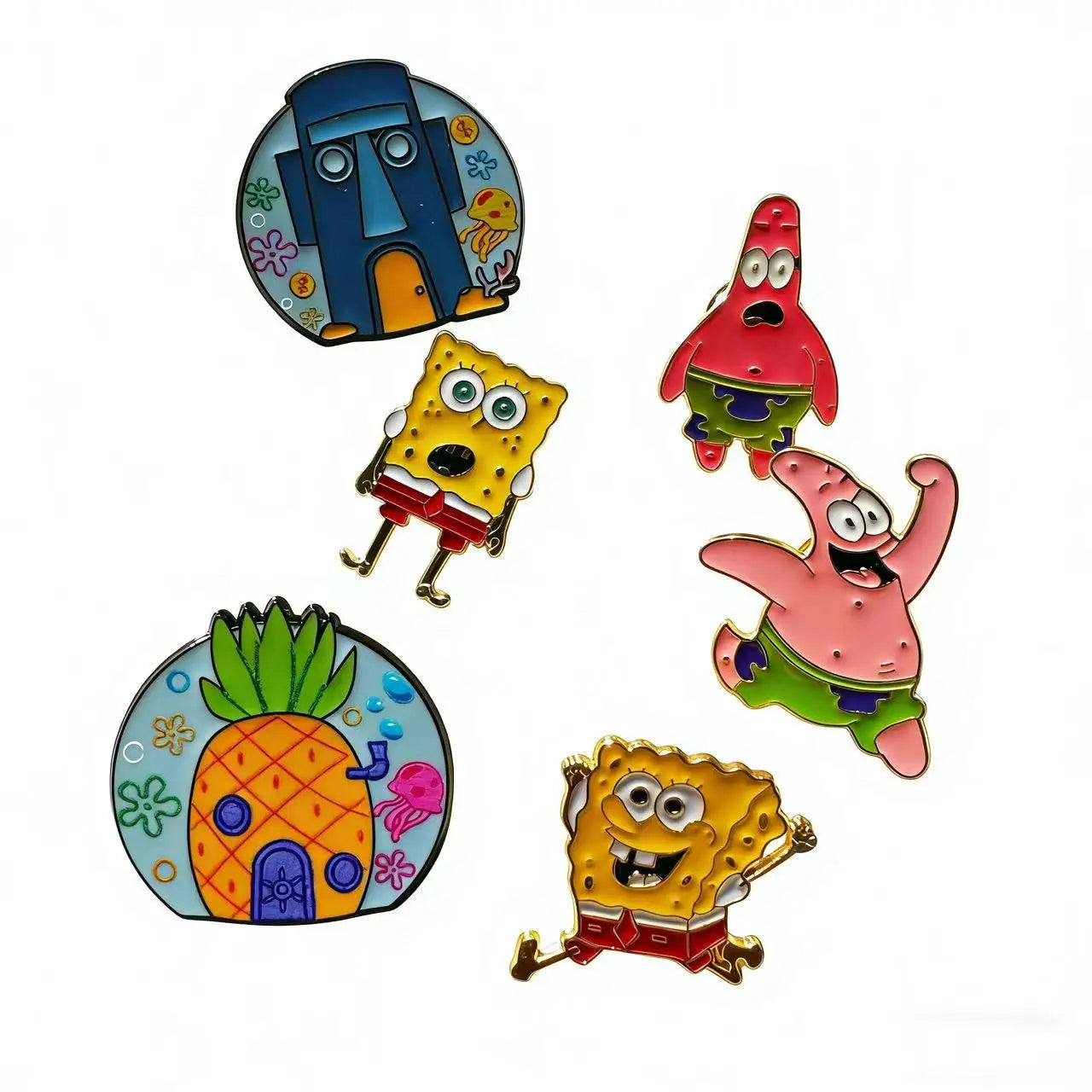 6pcs Anime Cute Enamel Pins Set Captain Eugene H. Armor Abs Krabs Star Brooch Badge for Backpack Collar Lapel - Cute Jewelry
