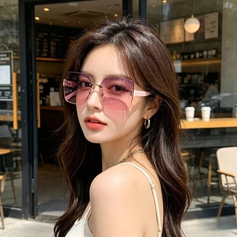 3pcs New Trendy Frameless Gradient Color with A High-end Feel for Women's Fashionable Sunglasses