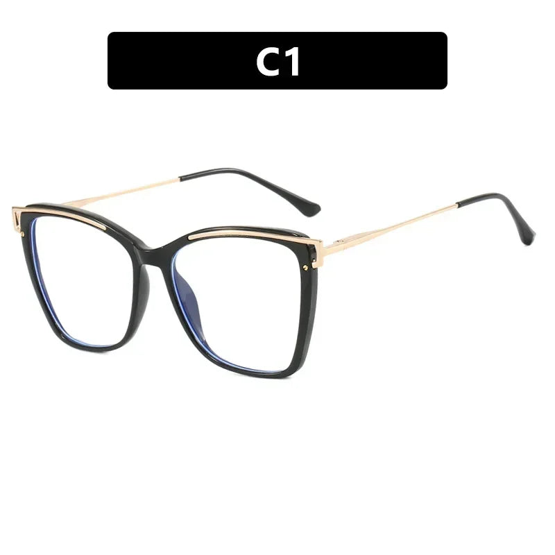 JNPCXI TR90 Anti-Blue Light Retro Women Glasses Frames Oversize Optical Eyeglasses Frame