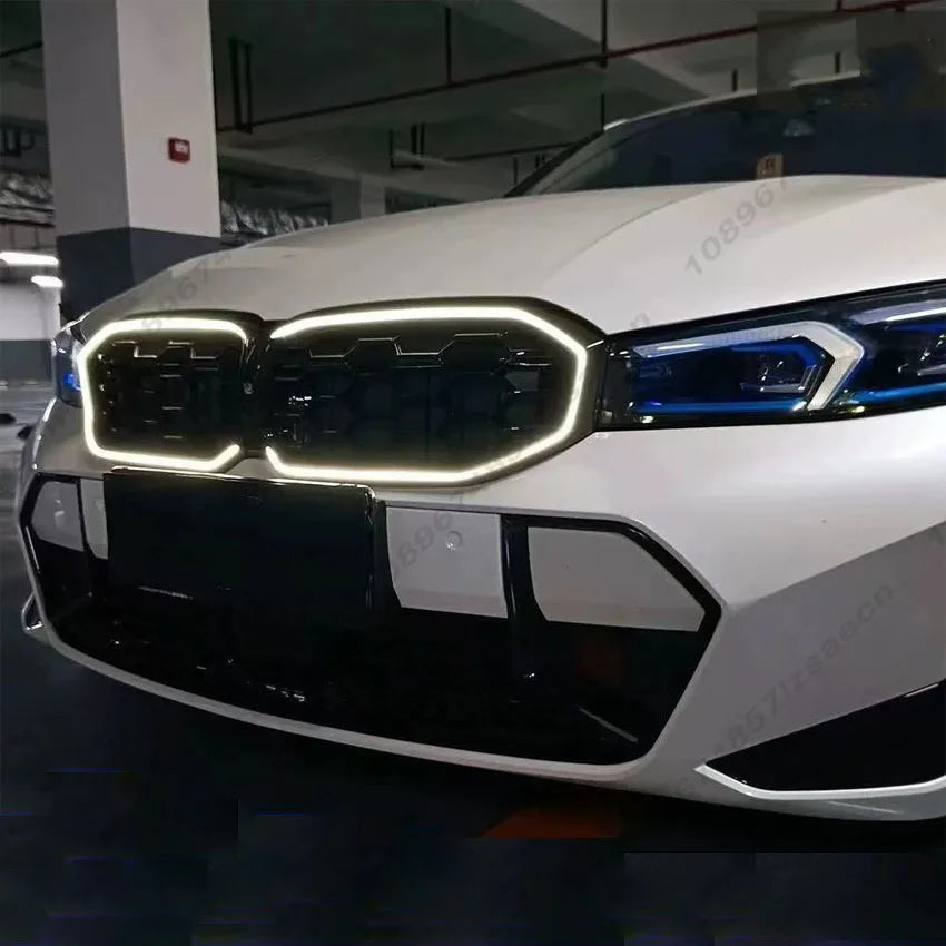 Front Bumper Hood Kidney Grill For BMW G20 G21 G28 325 2022-2025 Racing Grilles Grid With LED Light Single Line Double Line